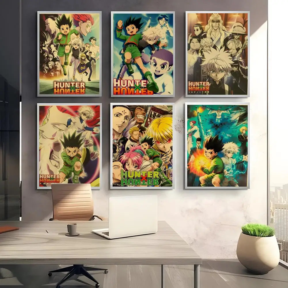 Anime H-Hunter X Hunter Poster Stickers Mural Painting Self-Adhesive Wall Decals for Bedroom Living Room Home HD Decor Gift