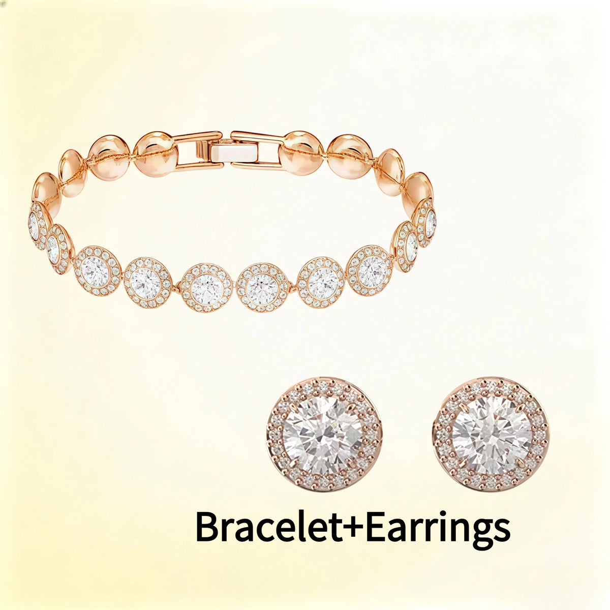 Women's Round Necklace, Earrings & Bracelet Set