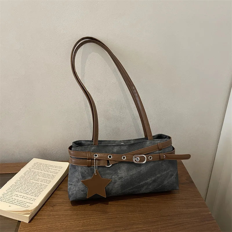 Vintage Tie-Dye Baguette Shoulder Bag