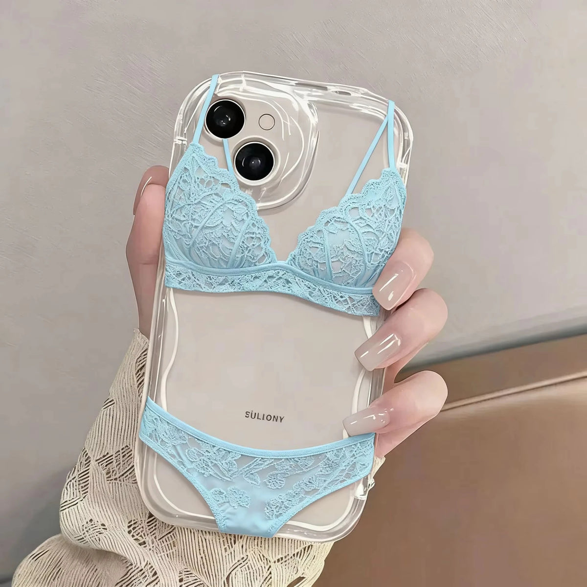 Red Lace Bikini Clear Phone Case for iPhone