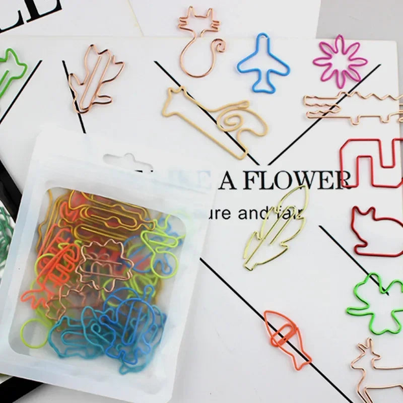 30-Piece Kawaii Paper Clip & Bookmark Set