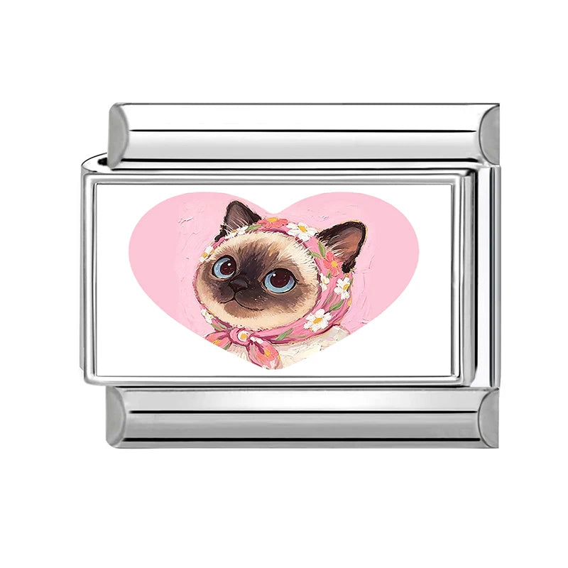 Cat Head Italian Charm Bracelet – 9mm Links