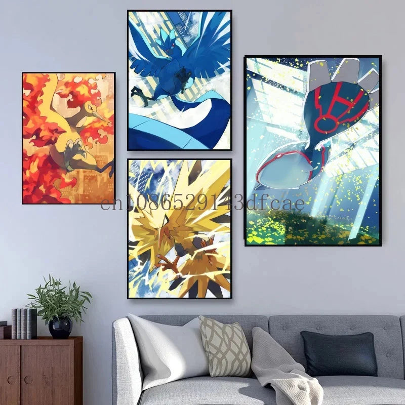 Anime Pokemon Poster Character Pikachu Charizard HD Printed Canvas Painting Suitable for Home Wall Decoration Art Painting Gifts