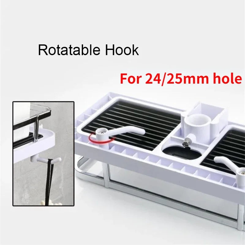 No-Drill Shower Pole Storage Tray & Head Holder