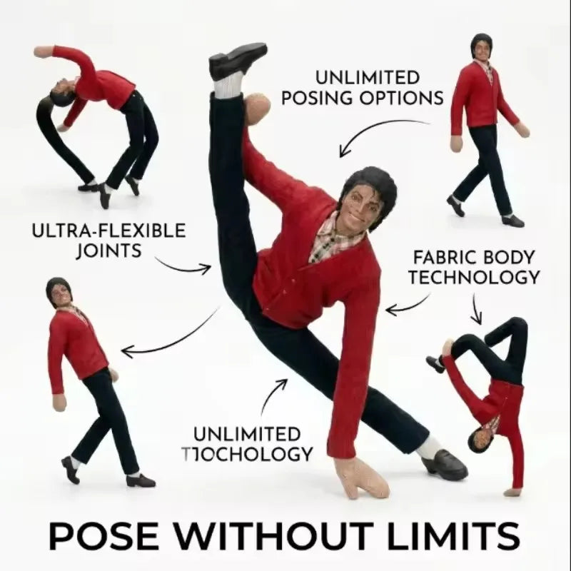 Articulated Michael Jackson (MJ) Cosplay Plush Figurine, Abstract Figurine with Articulated Movement, Soft Plush Doll, Desk Orna