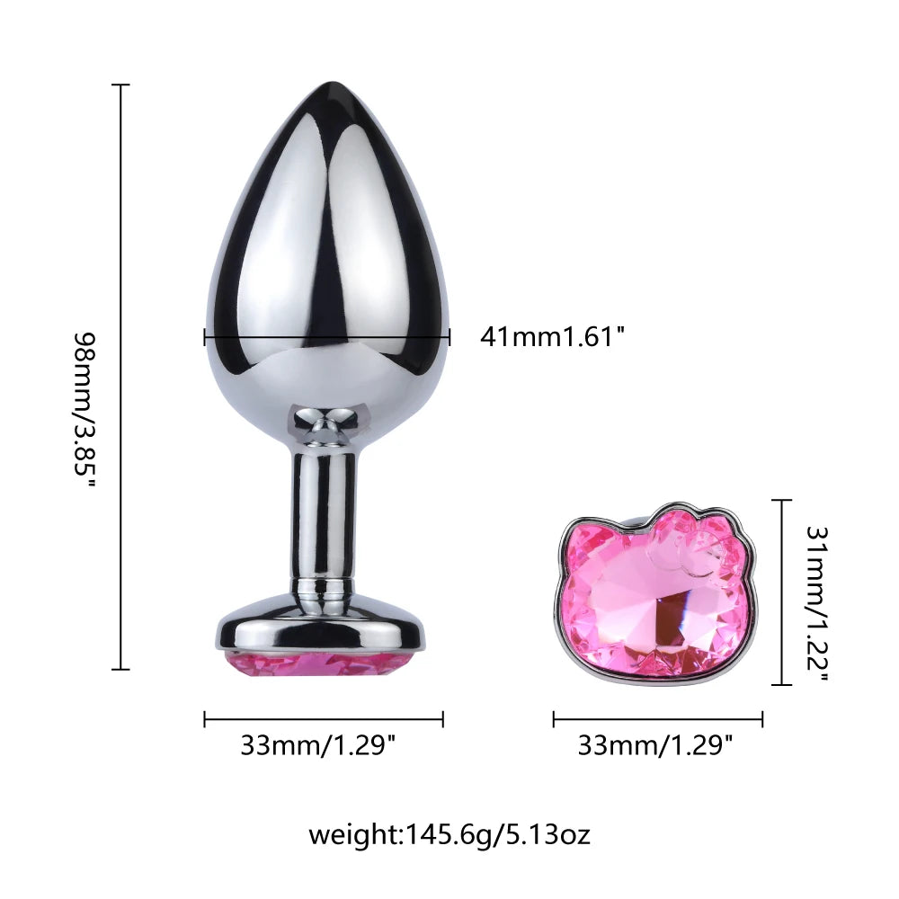 Cat-Face Jewel-Base Stainless Steel Anal Plug