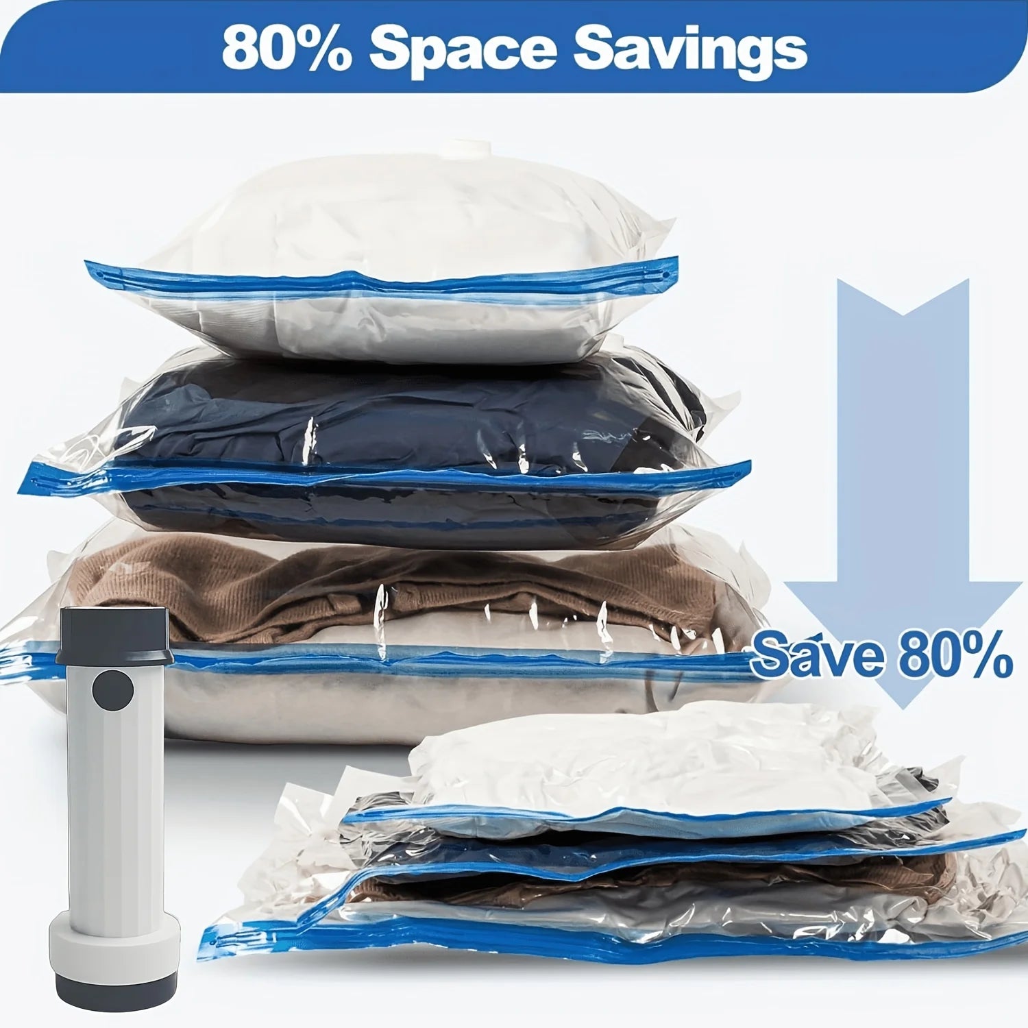 Vacuum StorageBags with Electric Pump USB Rechargeable,Thick Compression Space Saver Bags for Travel Clothes Comforters Wardrobe