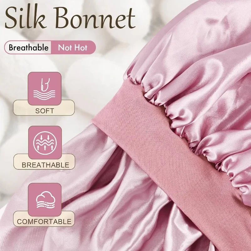 Silk Pillowcase & Extra-Large Satin Bonnet Set