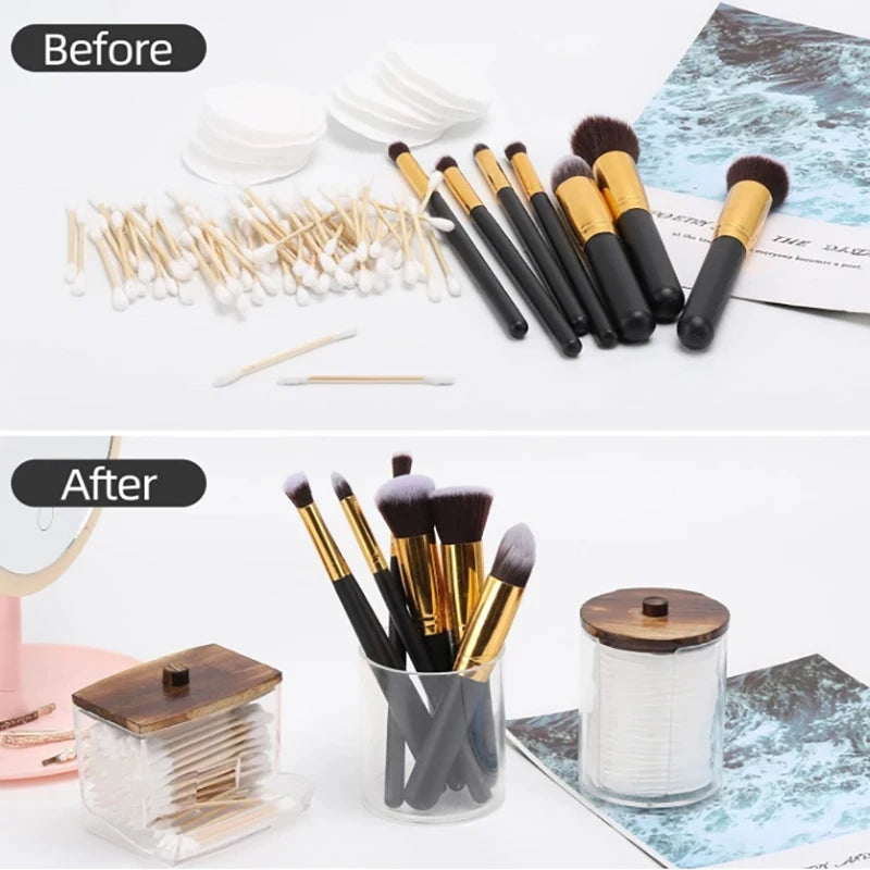 Bathroom Cotton Swab & Cotton Ball Organizer Set