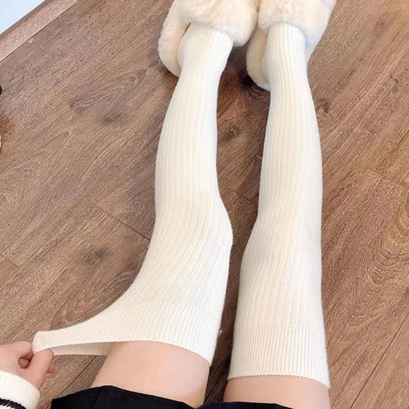 1Pair Thigh High Stockings For Women Trendy Casual Over The Knee Female Long Socks Thermal Warm Cotton Tall Tube Leggings