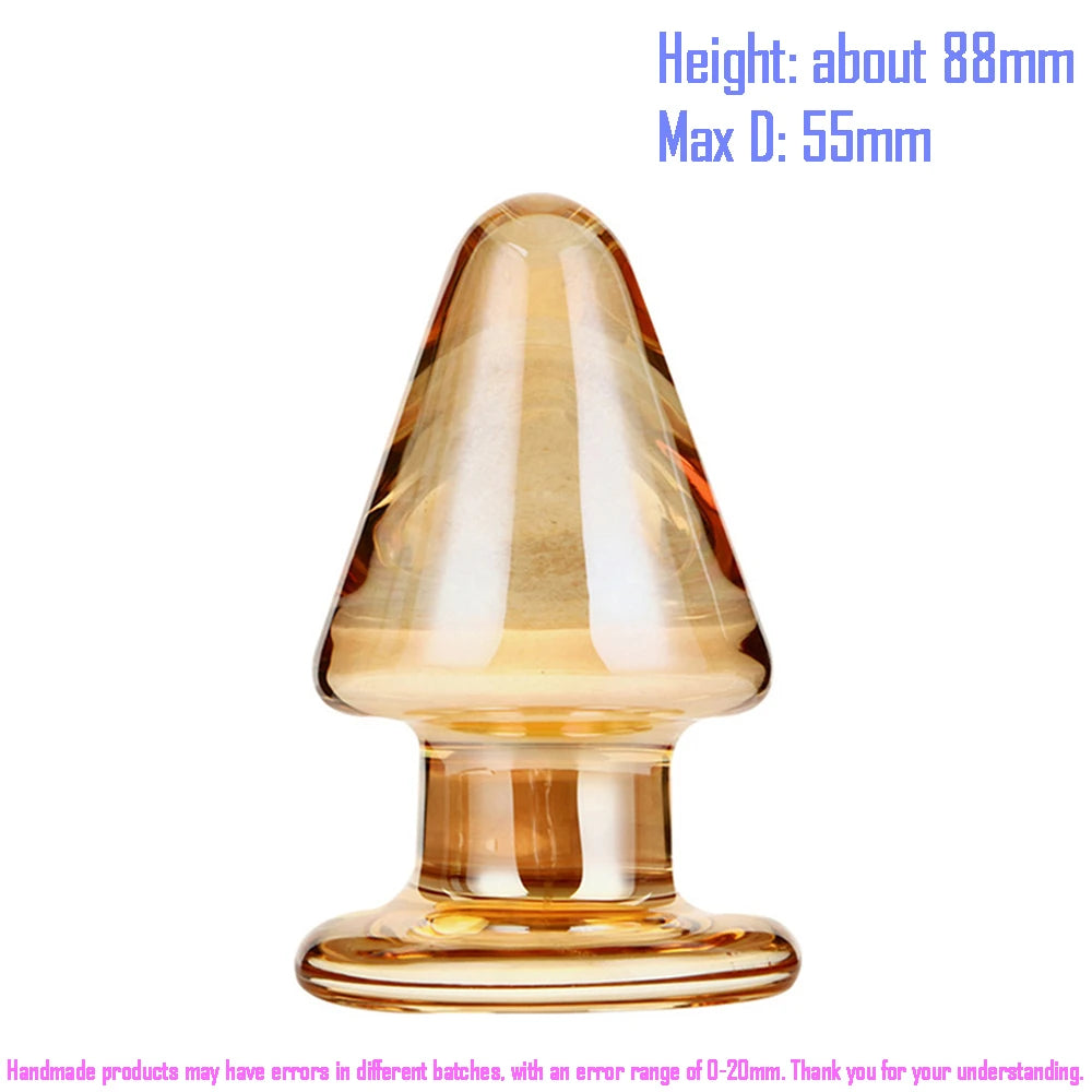 Large Golden Crystal Glass Anal Plug