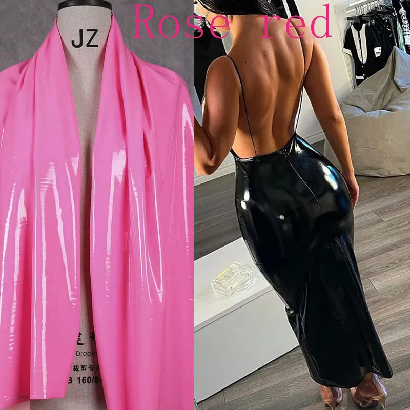 Women's V-Neck Latex-Look Halter Dress
