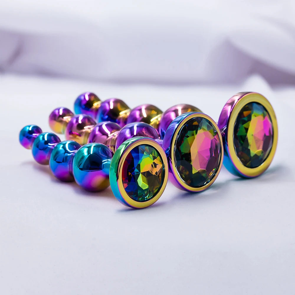 Iridescent 4-Bead Metal Anal Plug