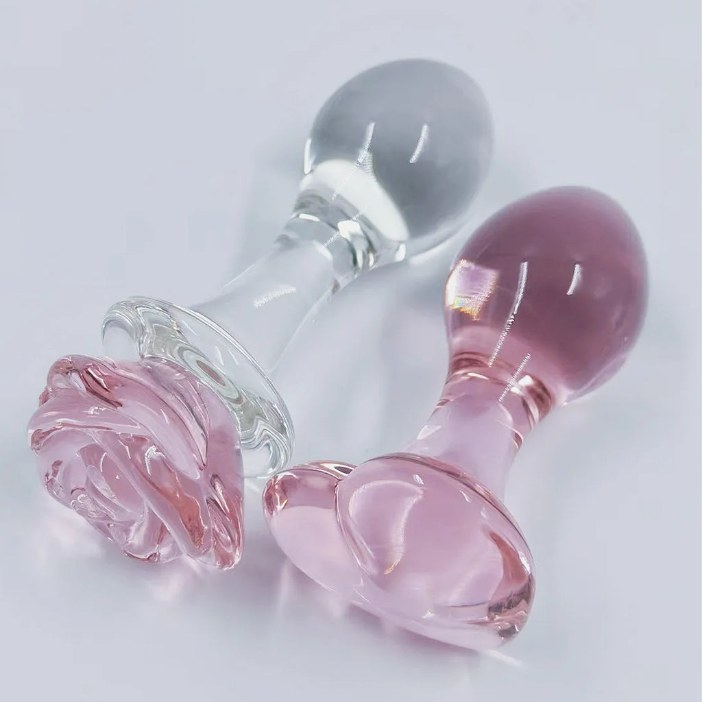 Pink Crystal Glass Anal Plug