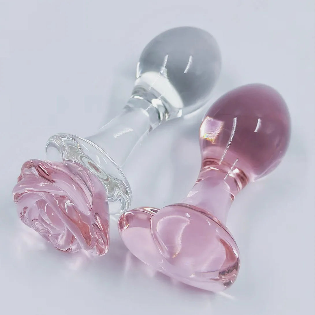 Pink Crystal Glass Anal Plug