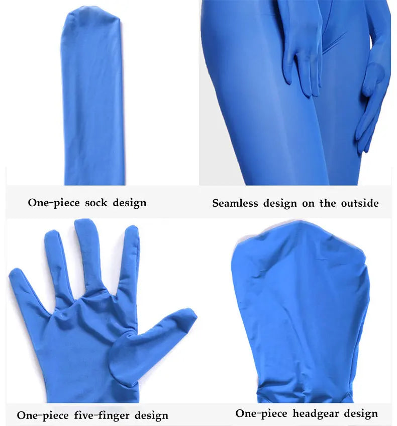 Sexy See Through Ice Silk Full Wrap One-piece Tight Jumpsuit High Elastic Home Corset Zipper Open Crotch Bodysuit