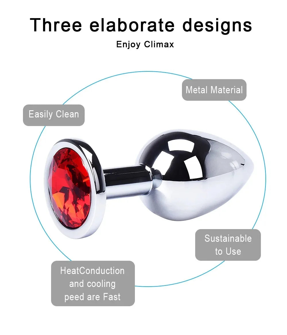 Crystal-Tip Stainless Steel Anal Plug