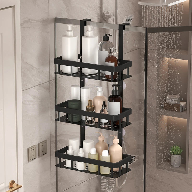bathroom wall mounted storage rack, door mounted rack, shower gel rack, shower supplies storage rack