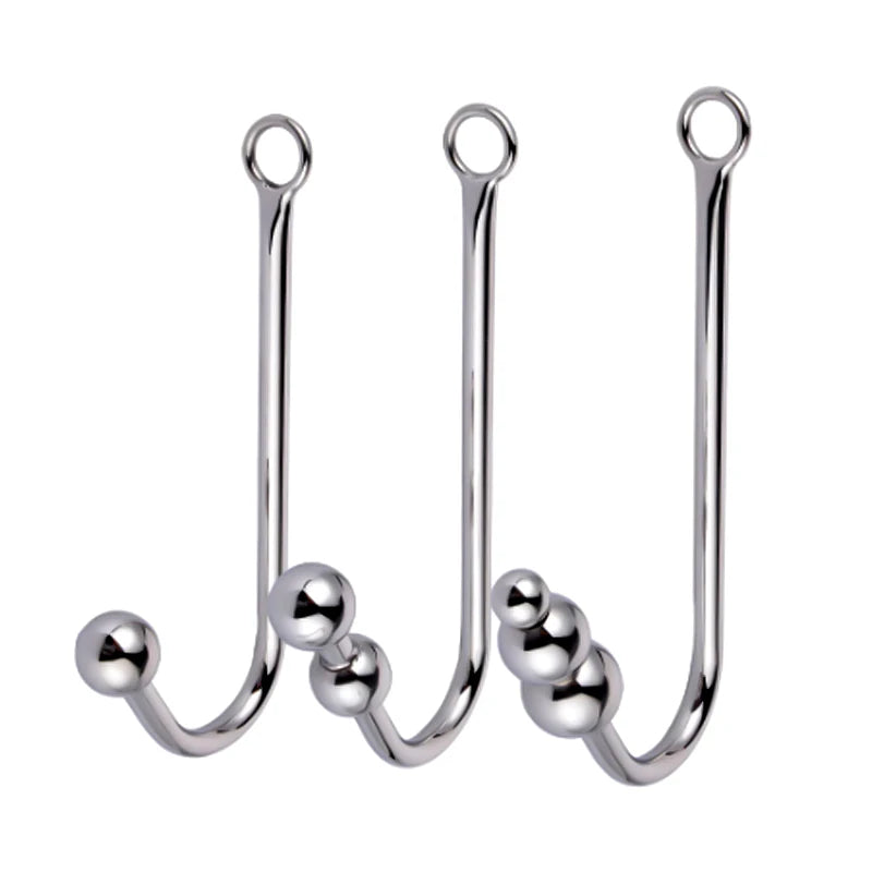 Stainless Steel Anal Hook with Beads