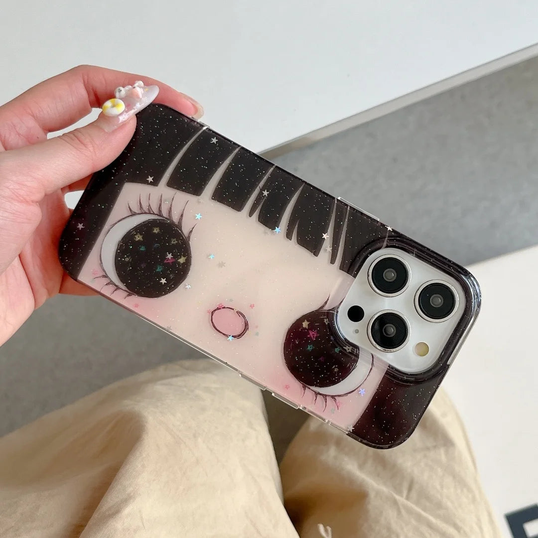 Kawaii Black Big Eyes Cool Iphone Case Is Suitable for Iphone17/16/15/14/13/Pro Max 15Plus Phone Case Full-Inclusive Anti-Fall