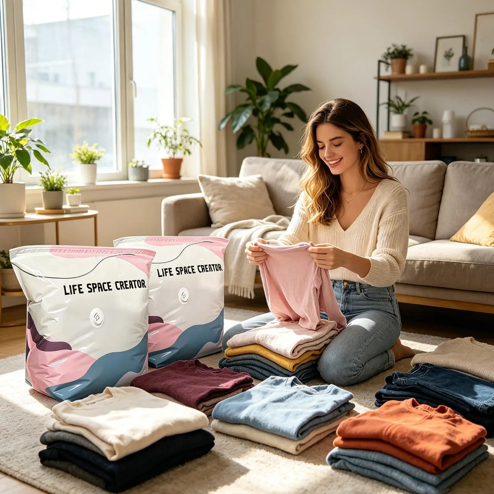 Large Capacity Vacuum Storage Bags No Pump Space Saver Compression Bags For Clothes Blankets New No-pump Vacuum Storage Bag