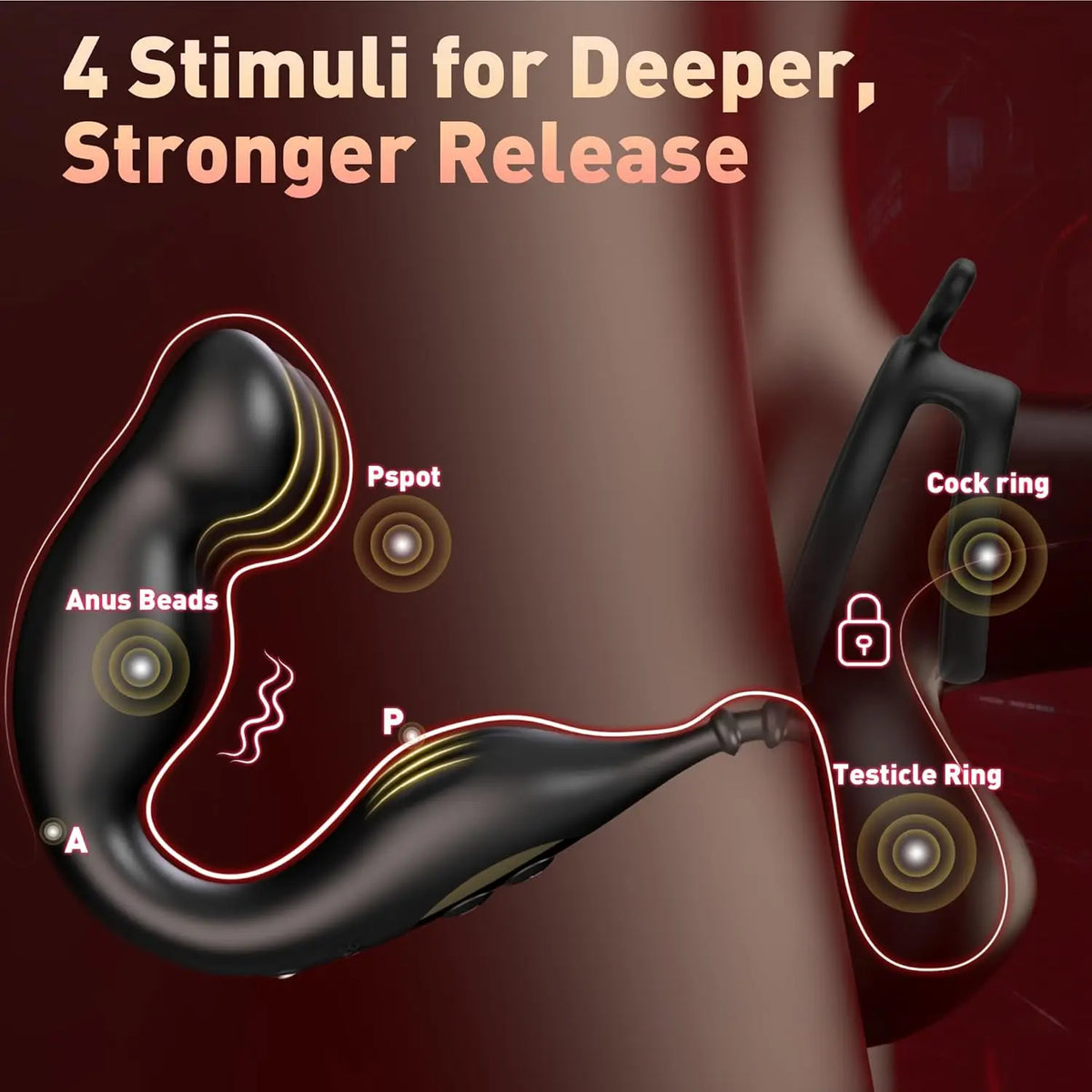 9-Mode Anal Vibrator with Removable Triple Rings