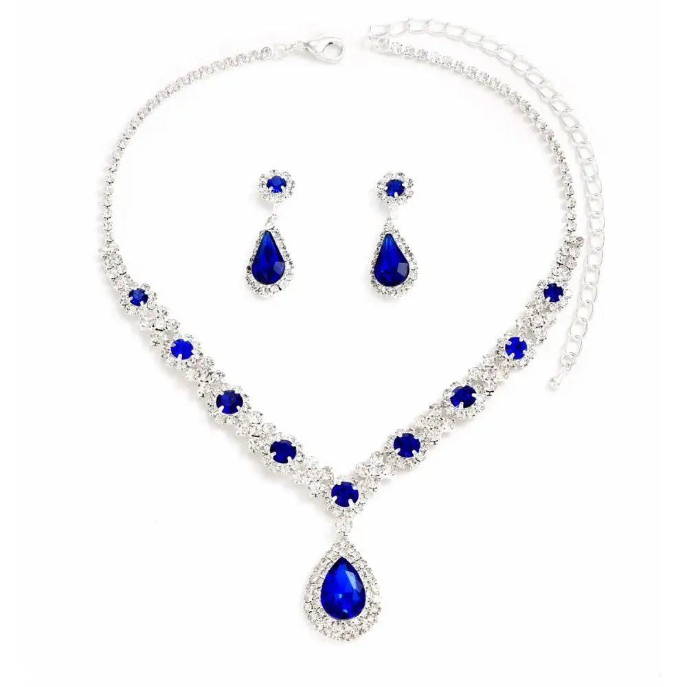 Crystal Water-Drop Necklace & Earring Set