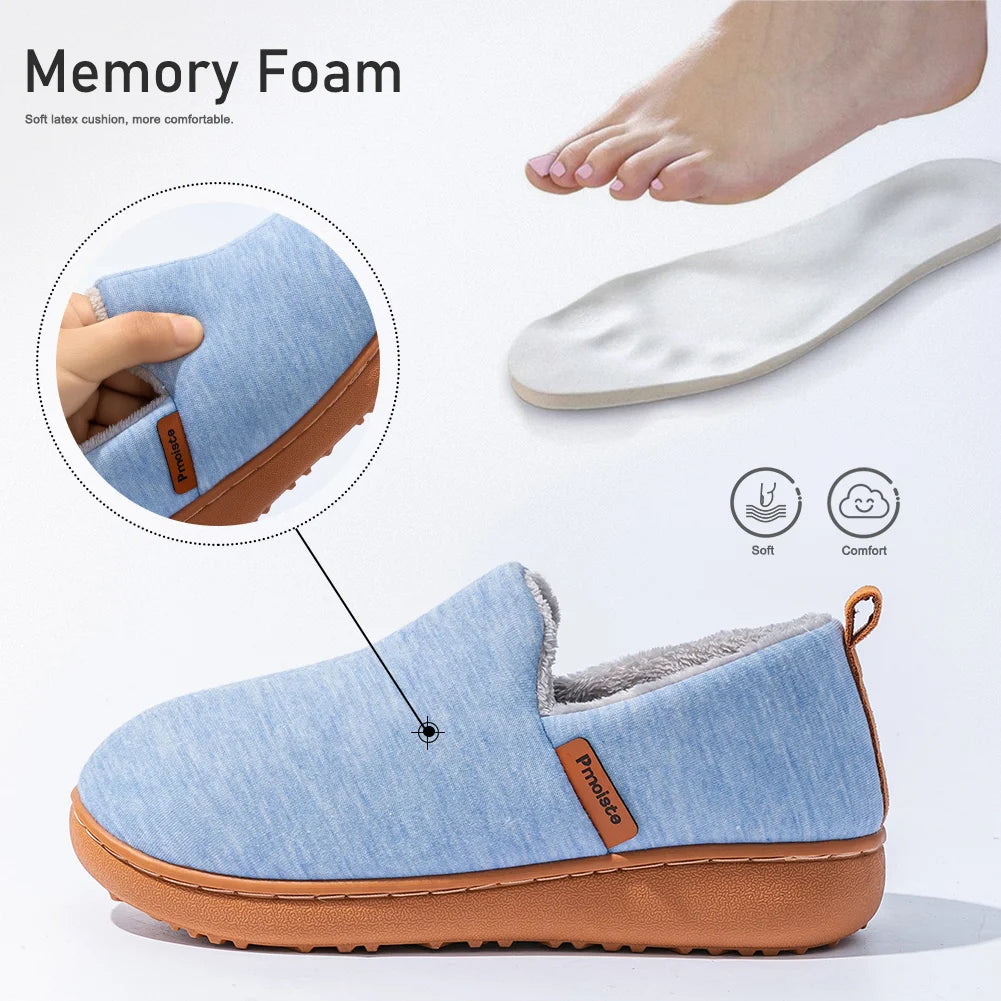 Women's Platform Slippers with TPR Sole Warm Memory Foam Wedge Cushion Non Slip House Shoes for Indoor Comfort