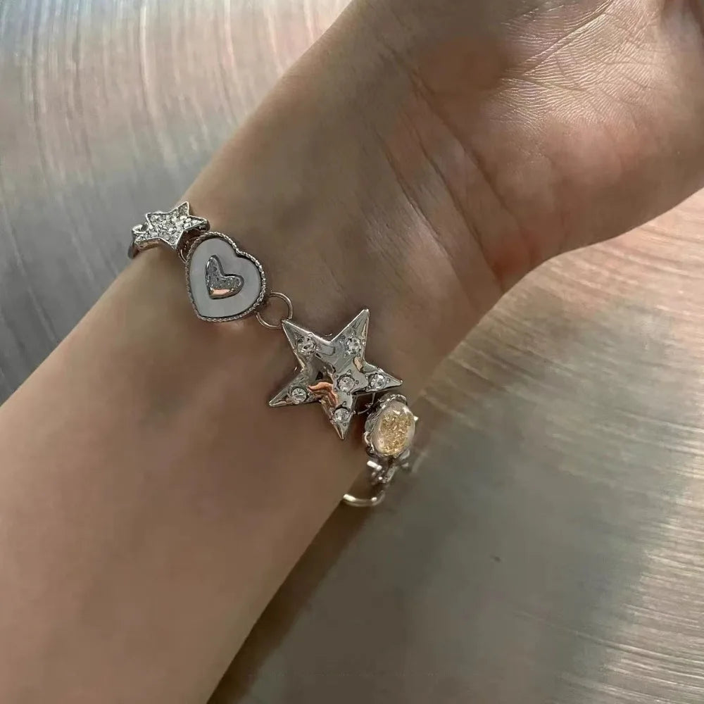 Star, Heart & Flower Adjustable Charm Bracelet