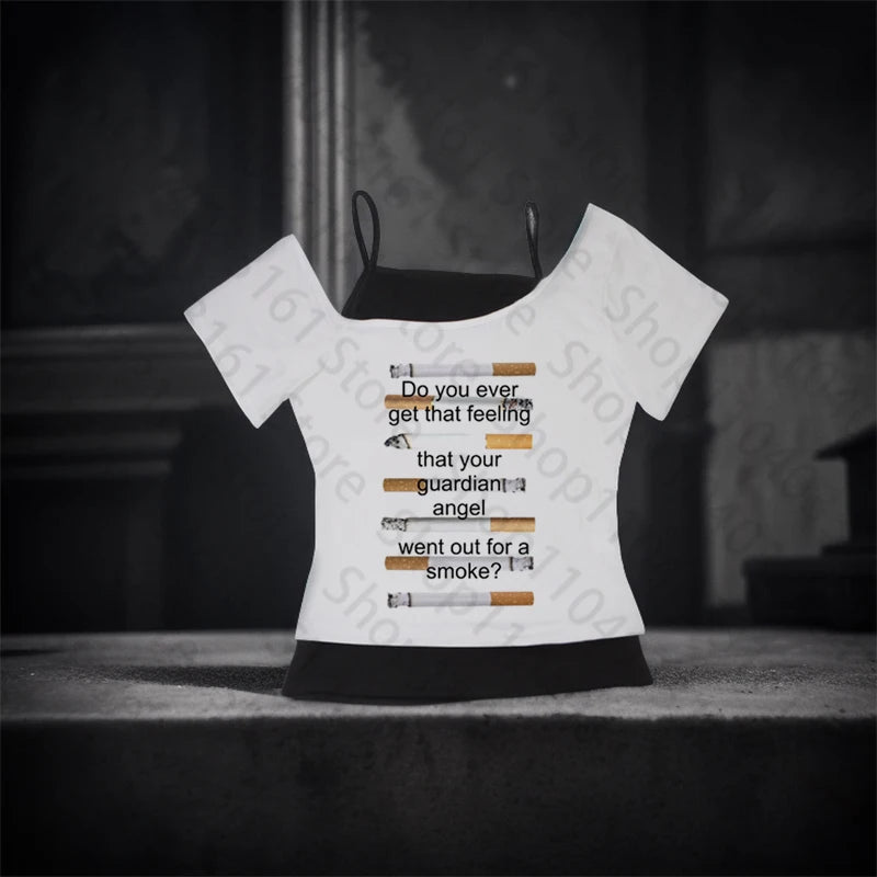 White Punk Graphic Y2K Crop T-Shirt