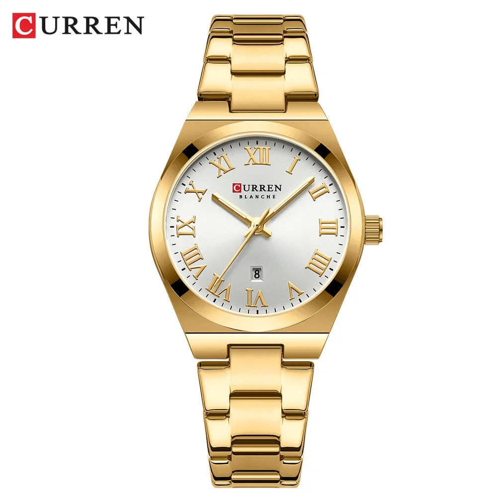 Women's Silver Stainless Steel Date Dress Watch