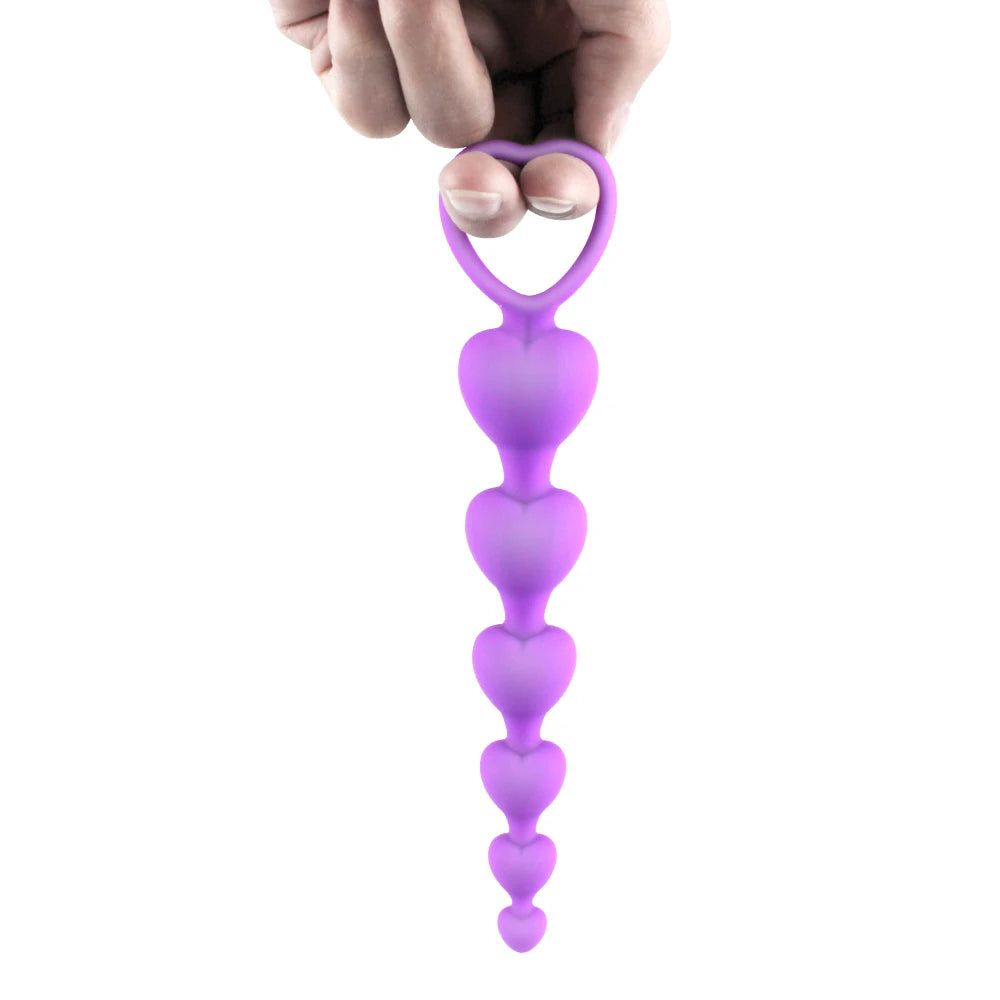 Flexible Heart-Shaped Silicone Anal Bead Chain