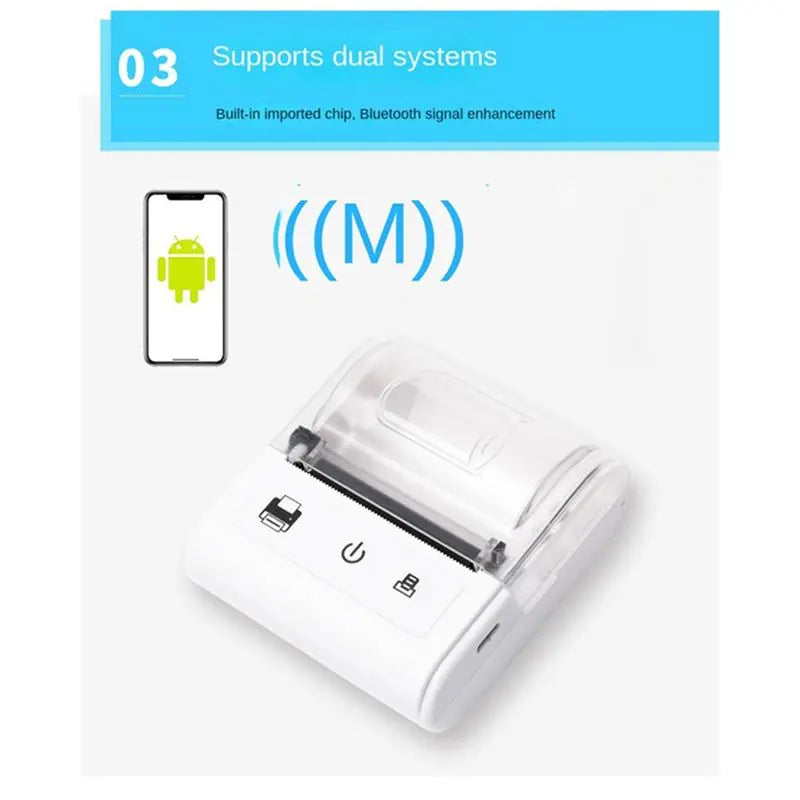 Wireless Mini Thermal Printer Portable Bluetooth Receipt Printer Thermal BT 58mm Thermal Receipt Printing Black EU Plug