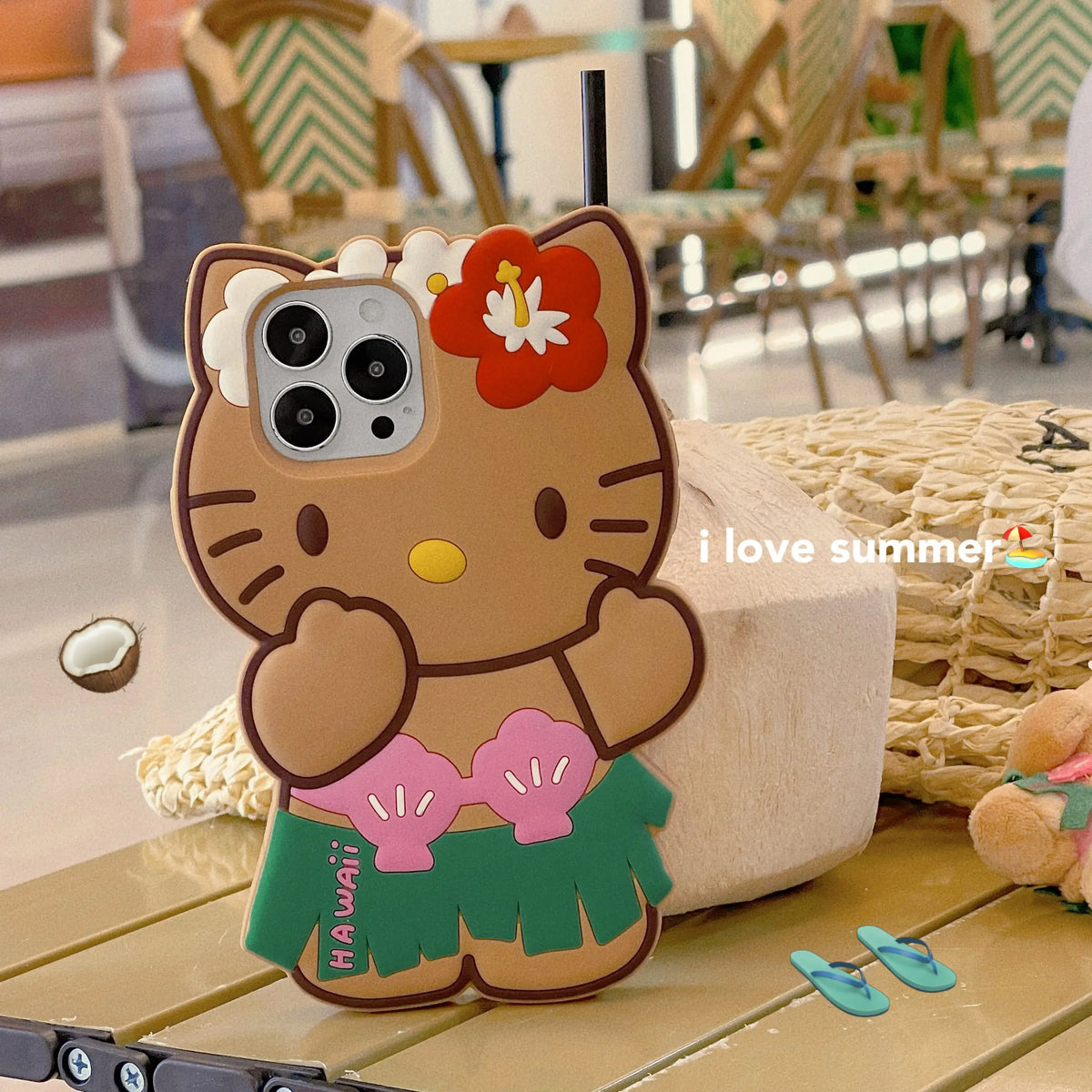 Hello Kitty Hula Skirt iPhone Case with Lanyard