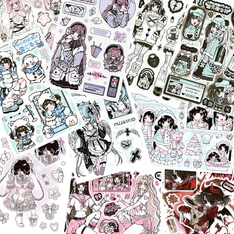 Kawaii Pastel Y2K Anime Sticker Set
