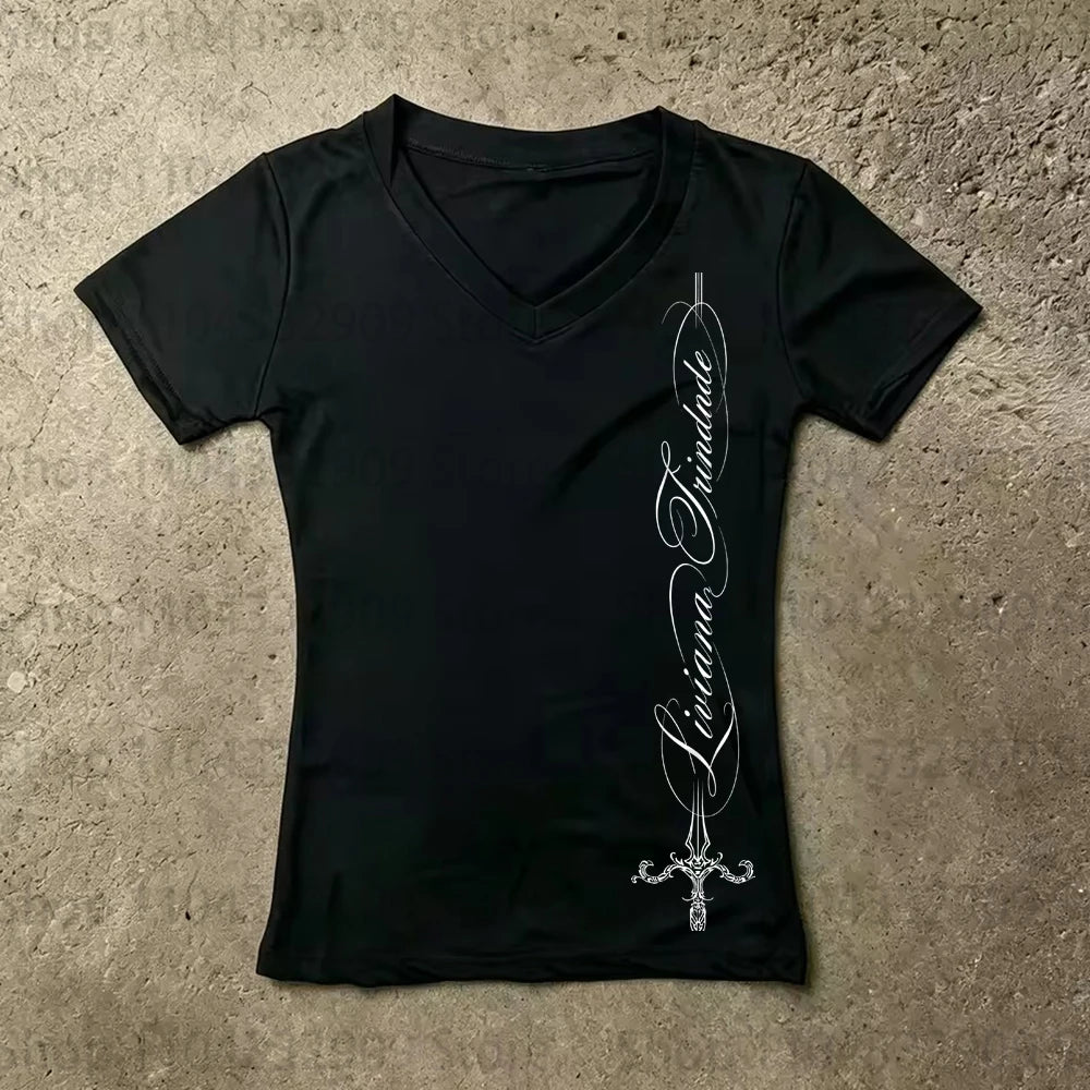 Kitty Graphic Gothic Y2K Crop Top