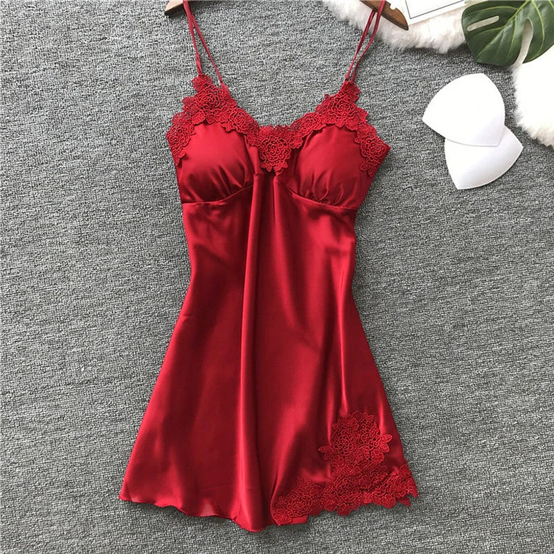 Women's Ice-Silk Satin Halter Nightdress