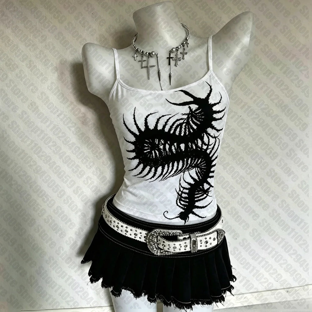 Grunge Y2K Suspender Crop Top