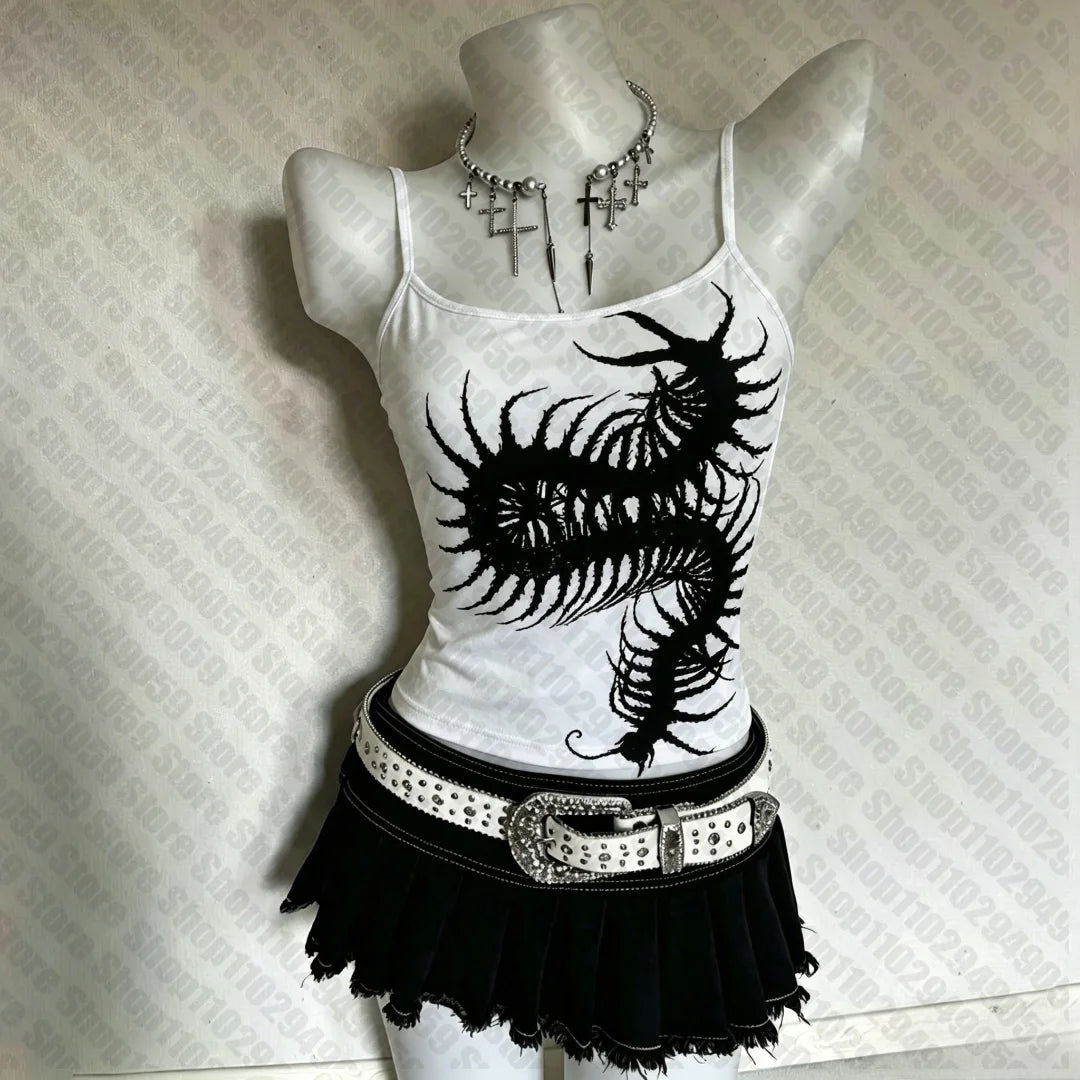 Grunge Y2K Suspender Crop Top