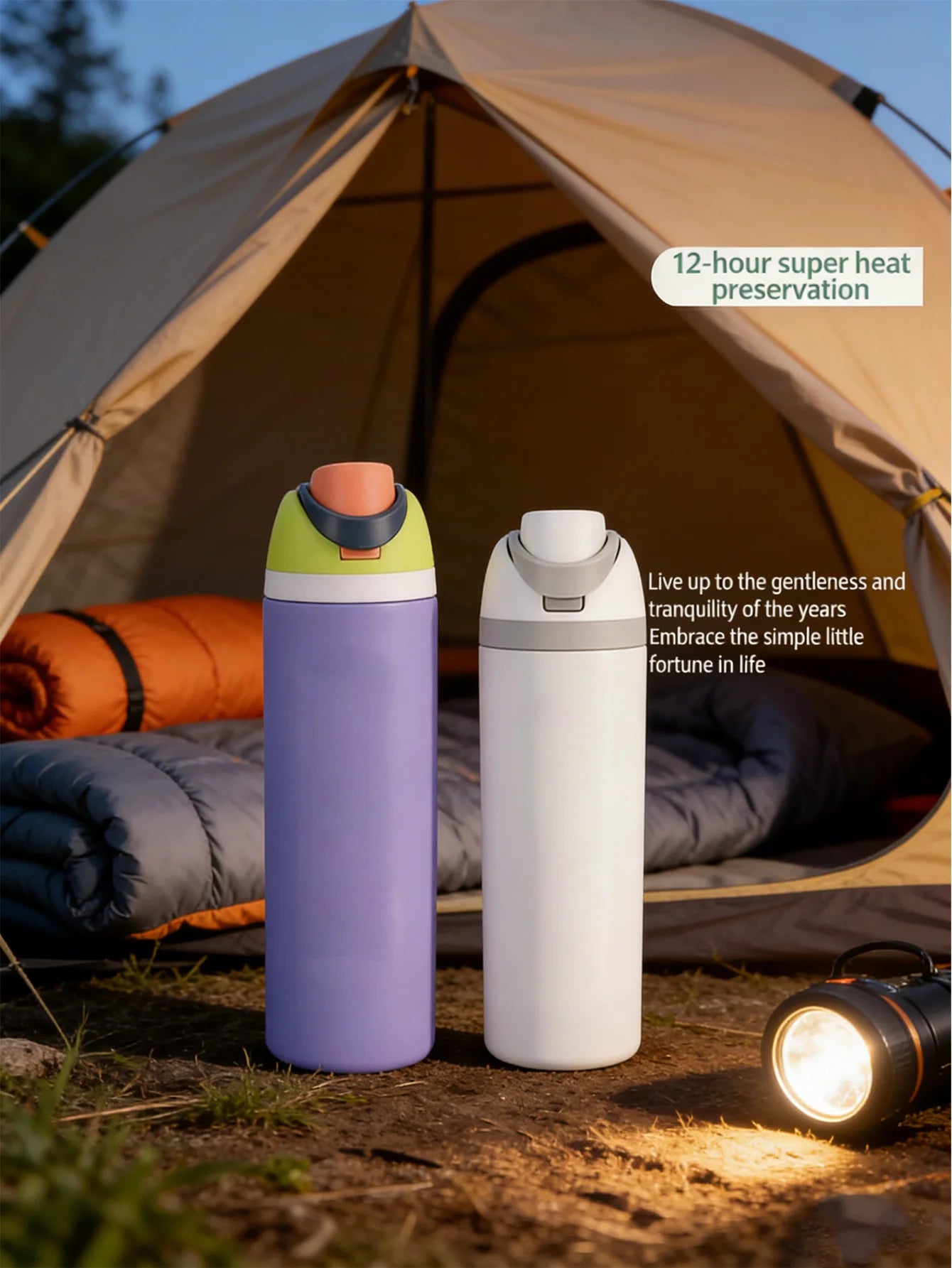 Large Capacity Double Wall Insulated Sports Water Bottle, Long Lasting Temperature Lock Tumbler for Outdoor Fitness Travel