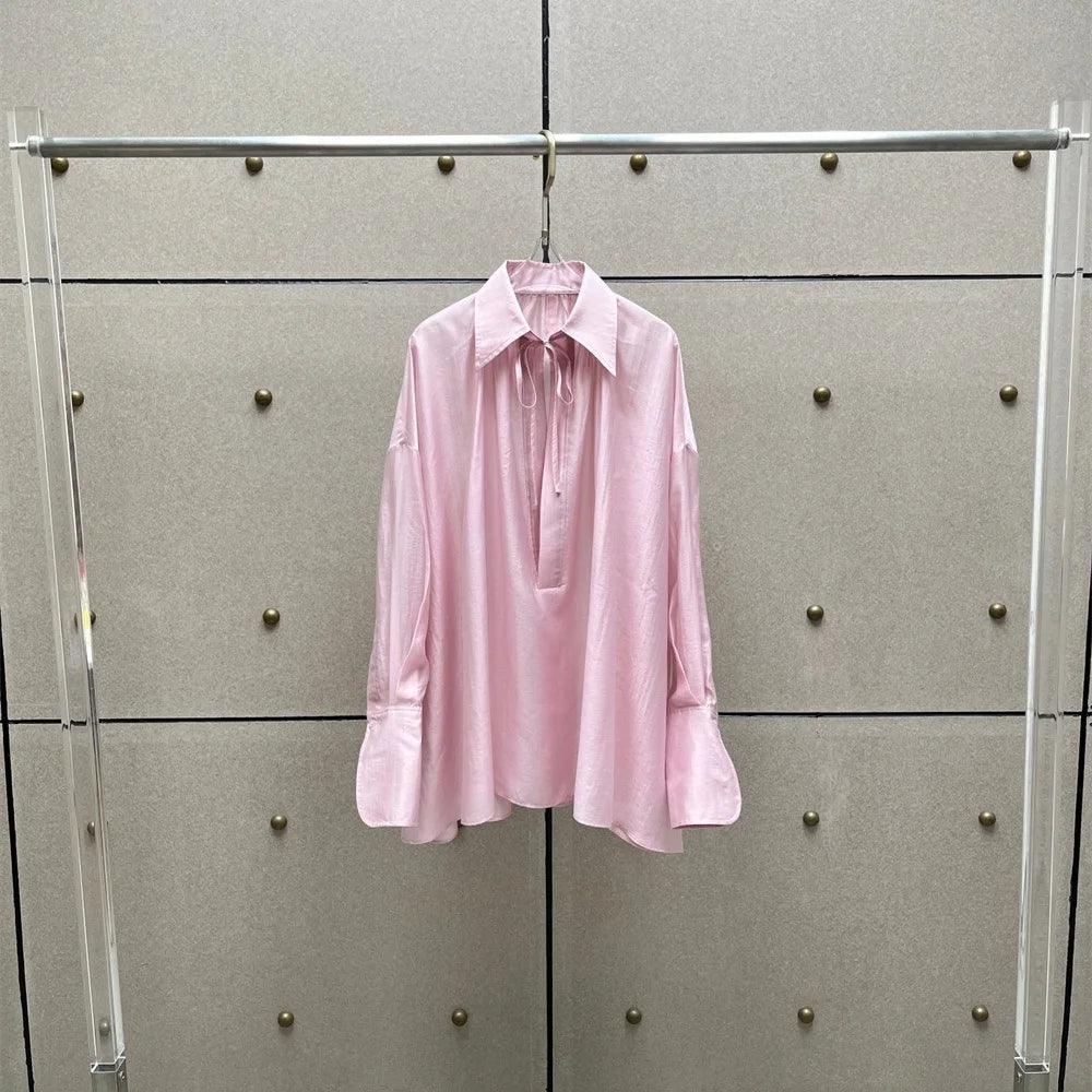 2026 Women's Fashion Shirt — Silk, Loose-Fit, Casual Top & Tee | Y2K-Inspired New Arrival | Versatile Commuter Style Pullover