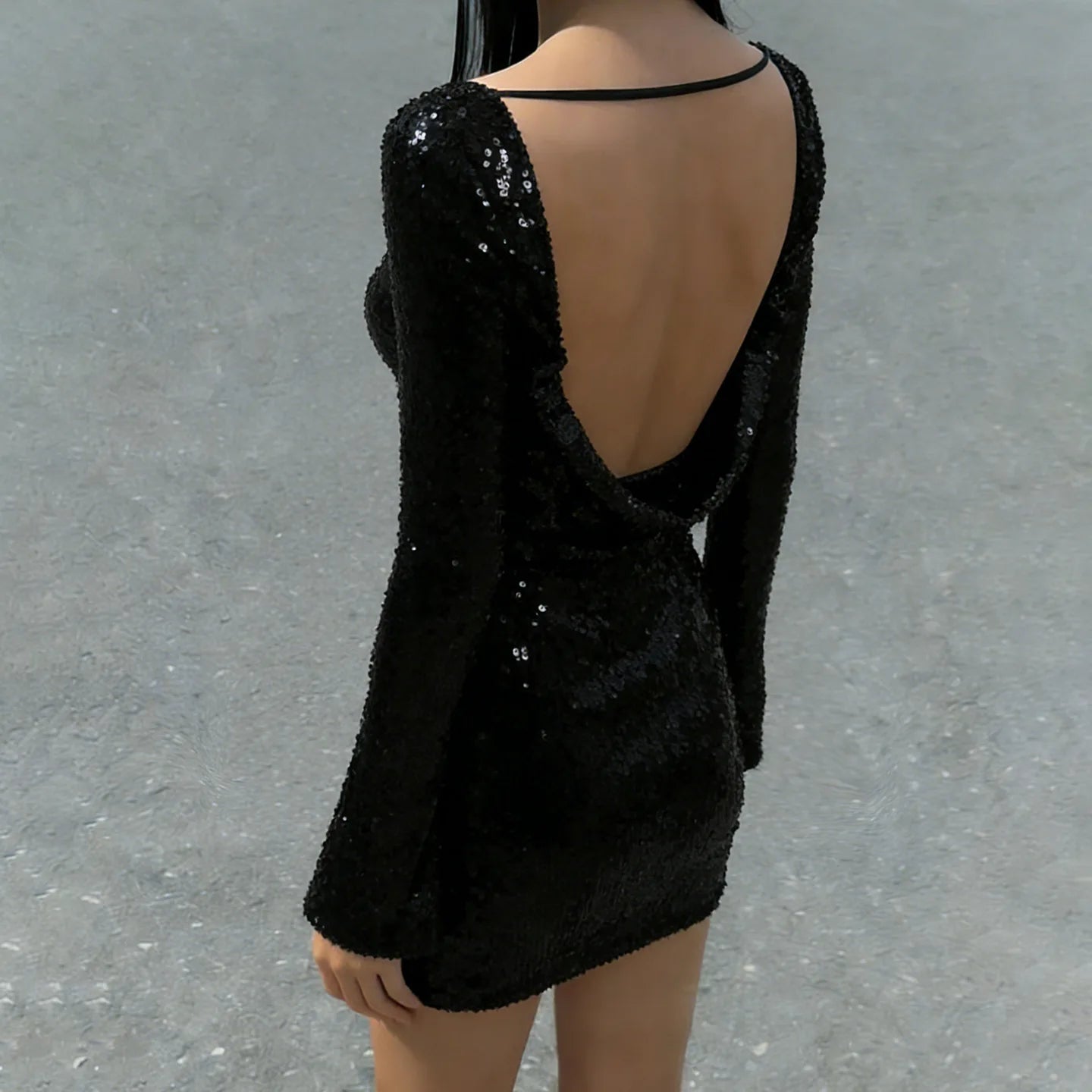 Hotties Sexy Nightclub Style Sequined Big Backless Sexy Butt-covering Short Skirt Pure Lust Sexy Woman Style Dress