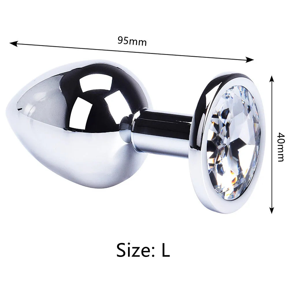 Colored Crystal Stainless Steel Anal Plug – 3 Sizes