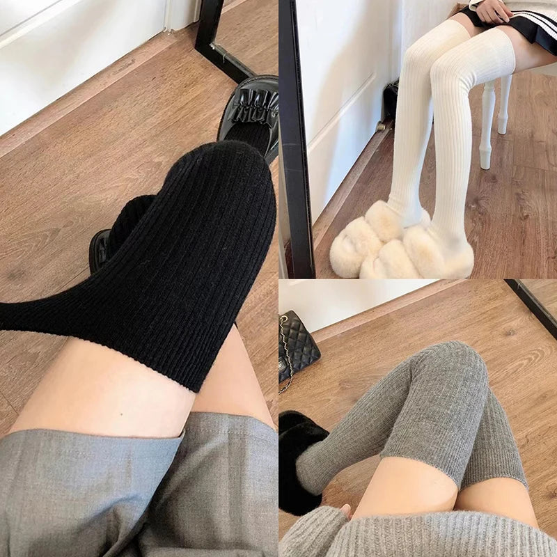 1Pair Thigh High Stockings For Women Trendy Casual Over The Knee Female Long Socks Thermal Warm Cotton Tall Tube Leggings