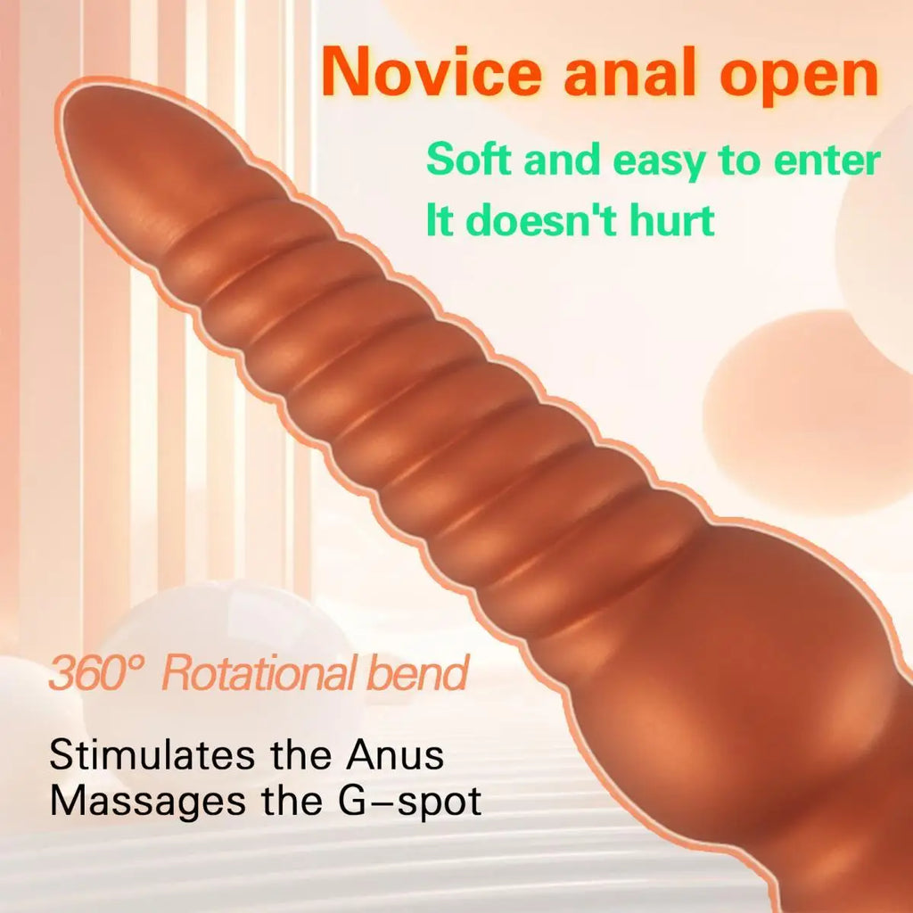 Gold Spiral Silicone Anal Bead Plug