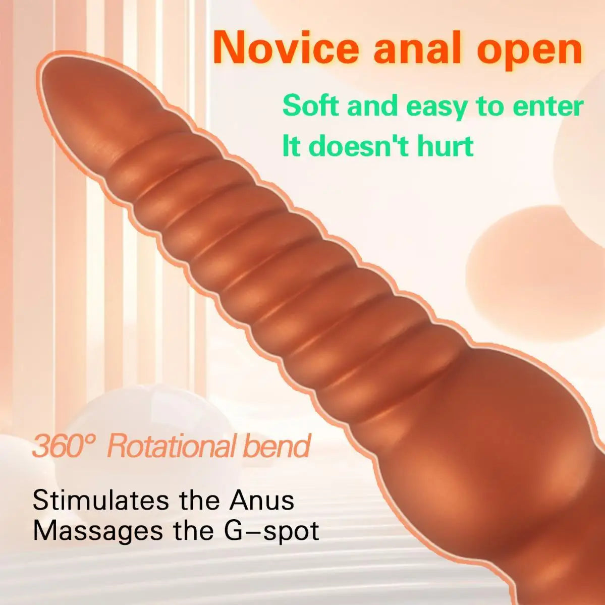 Gold Spiral Silicone Anal Bead Plug