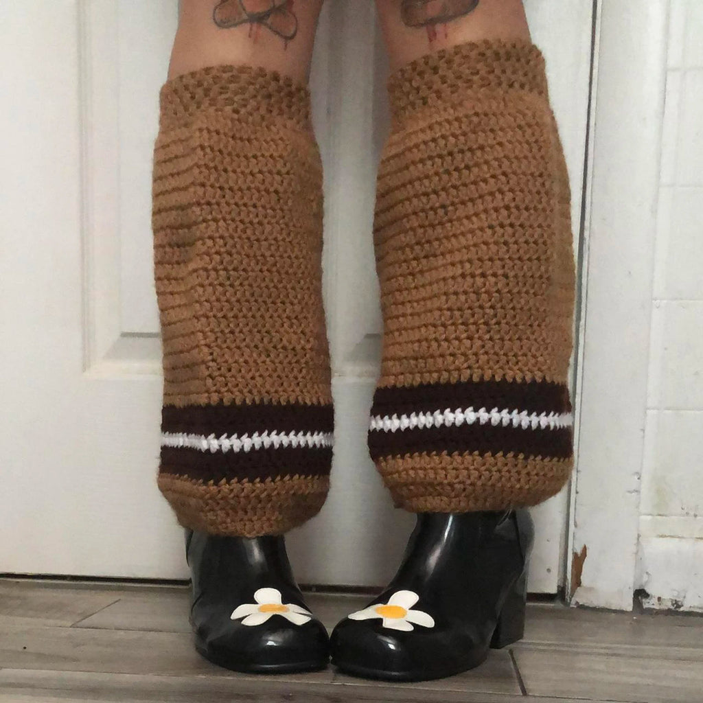 Contrast-Color Knit Knee-High Leg Warmers