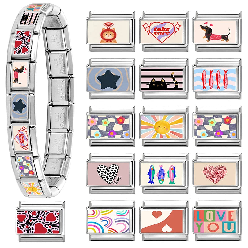 Cute Animal & Rainbow Italian Charm Links – 9mm