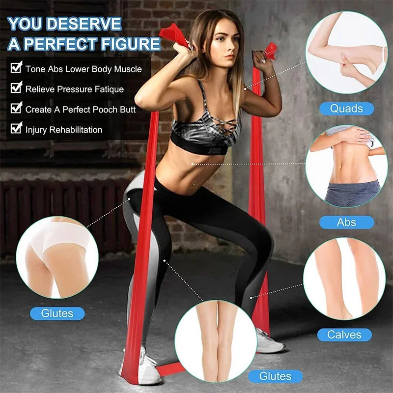 Elastic Yoga Fitness Bands Yoga Pilates Resistance Bands for Men Women Home Work Out Band Yoga Flexibility Stretching Equipment