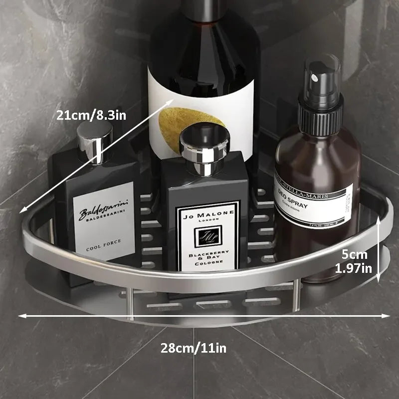 No-Drill Wall-Mounted Corner Shower Shelf